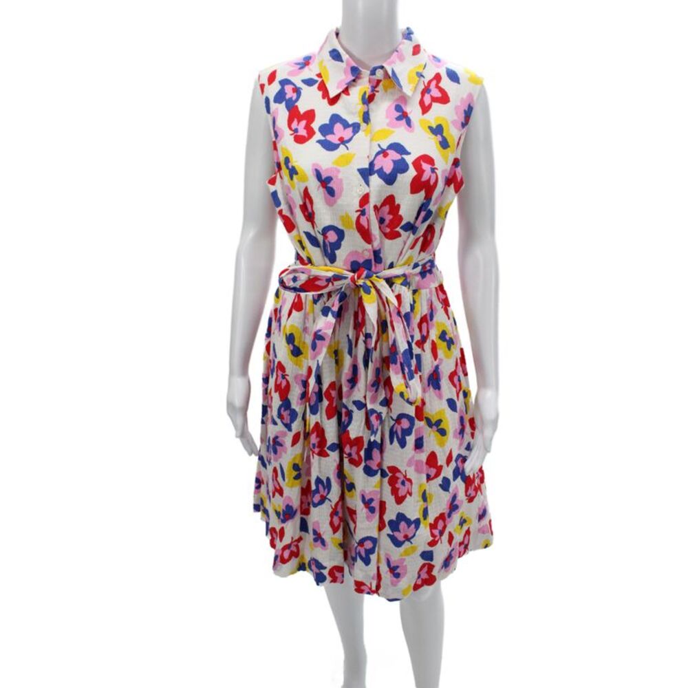 Kate Spade New York Women Shirt Dress Red Sleeveless Collared Button Size L